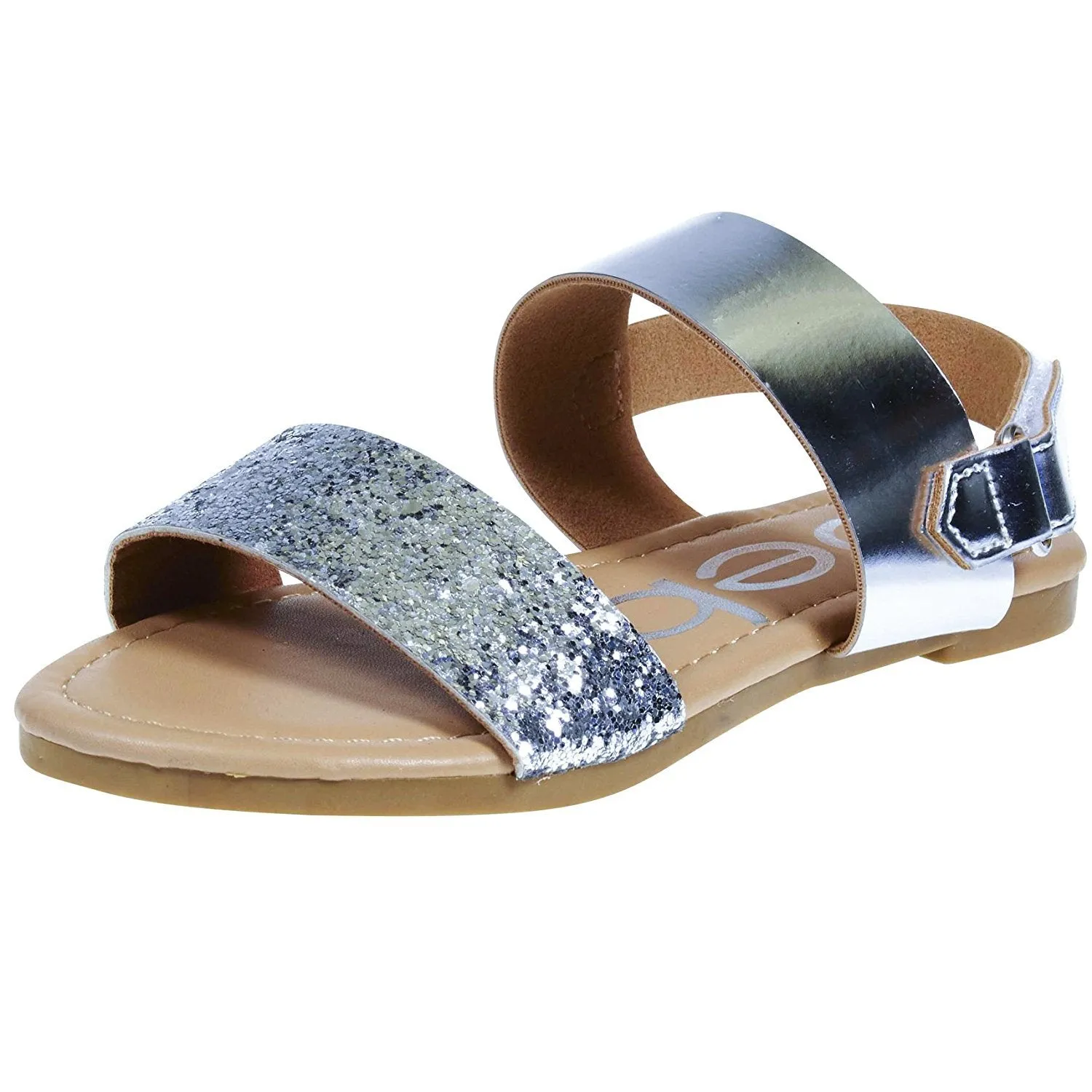 bebe Metallic Sandals with Glitter Straps for Girls