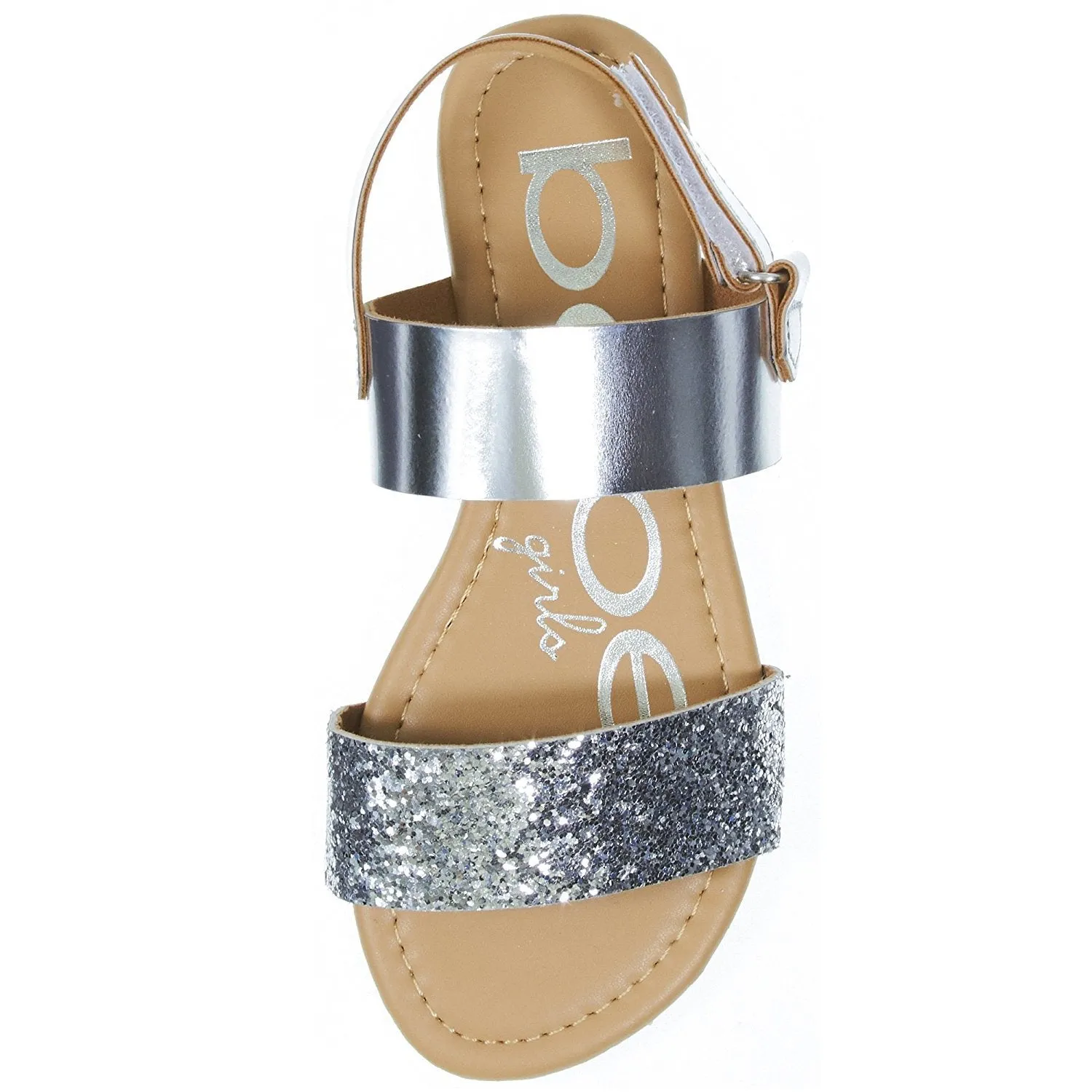 bebe Metallic Sandals with Glitter Straps for Girls