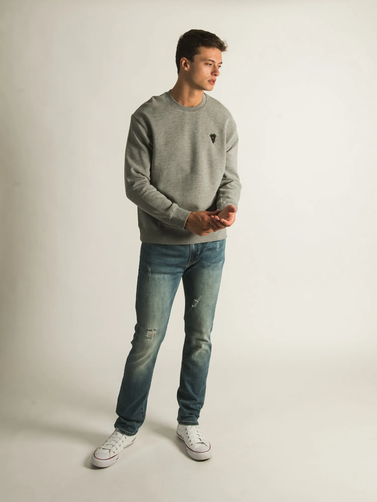CROOKS & CASTLES CORE ESSENTIALS EMBROIDERED CREW  - CLEARANCE